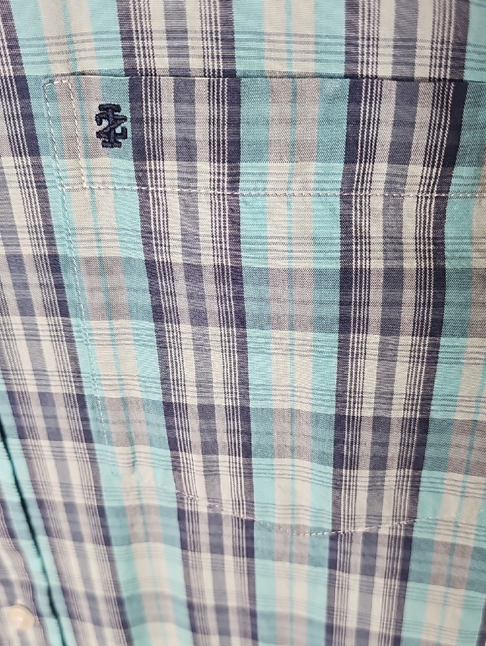 Izod Men's Blue & Navy Plaid Button-Down Shirt - Picture 2 of 4